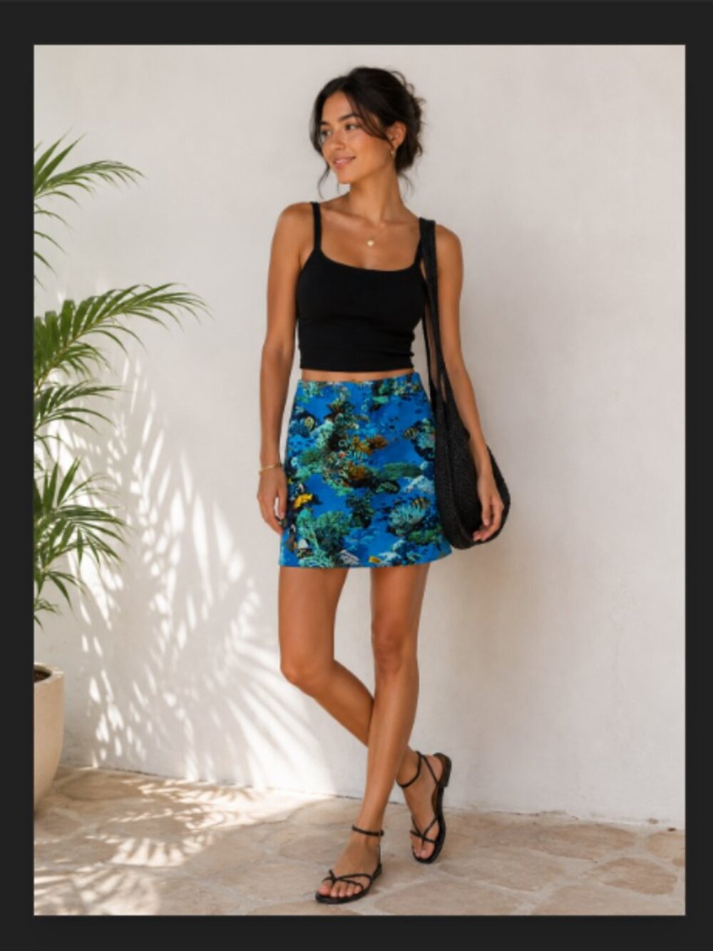 MarcCain Sports Blue Fun Tropical Fish Mini Skirt Summer Beach Vacation Size 4